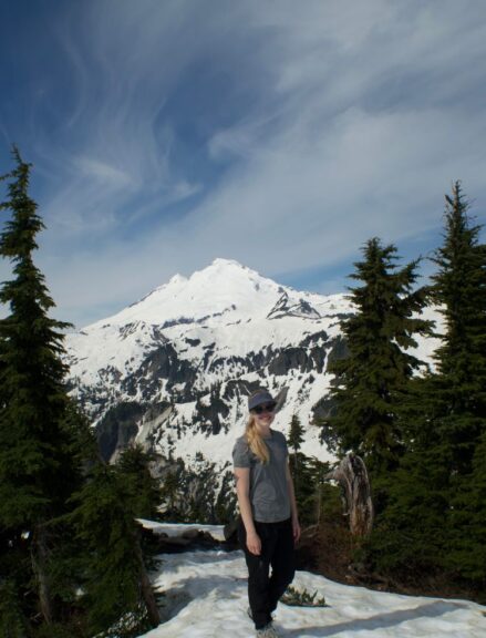 Myself standing near Mount Baker wearing hiking pants.