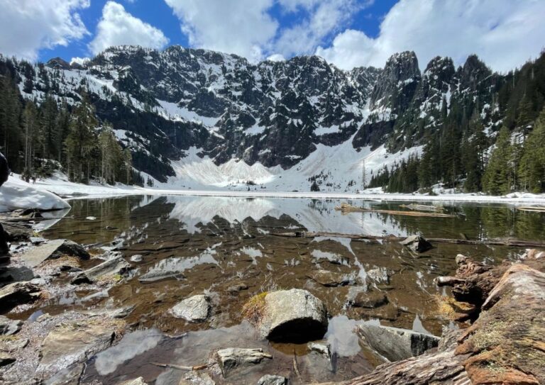 Lake 22 sitting under Mount Pilchuck as seen from the 5 mile hike.