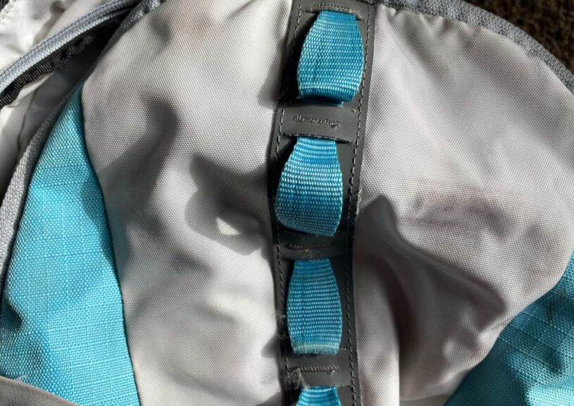 Daisy chains on a budget hiking backpack.