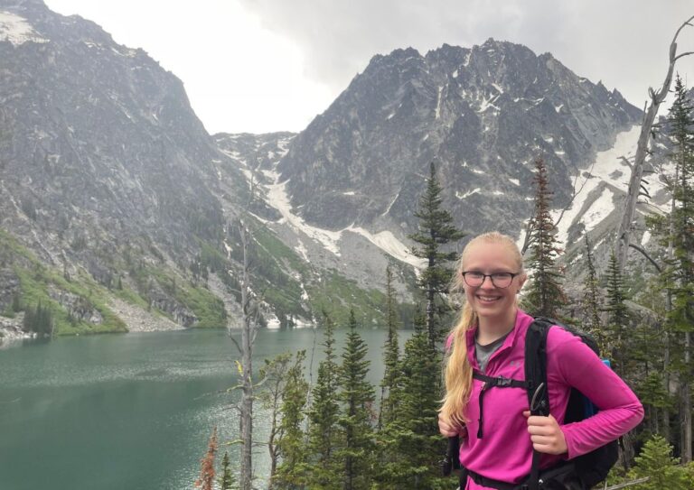 Myself wearing a great hiking backpack under 100 on a hike.