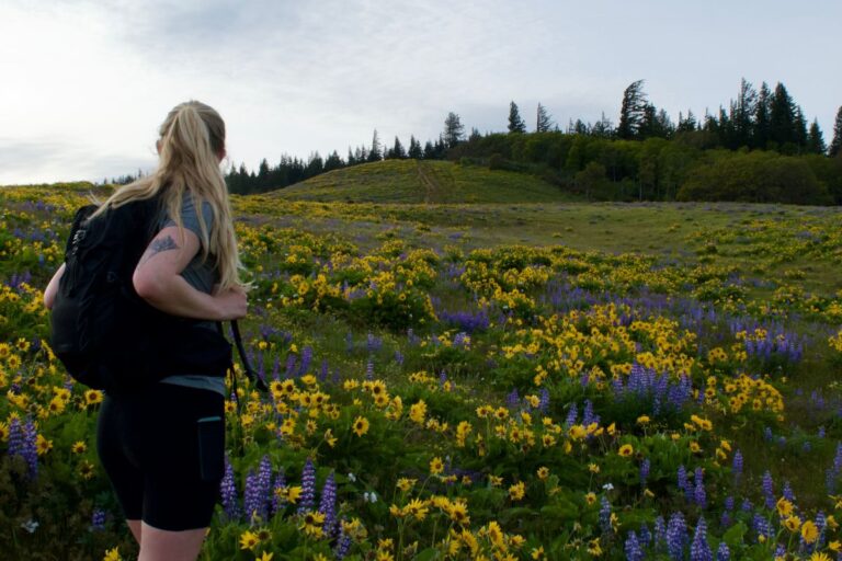 Myself wearing a hiking backpack similar to a travel backpack.