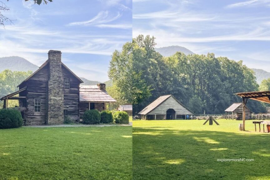 The Oconaluftee Visitors Center and Mountain Farm Museum.